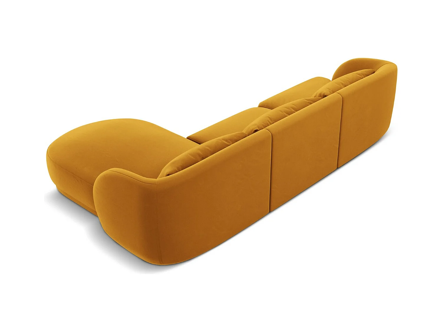 Cosmopolitan Design - Canapé d'angle droit "Tulum" 4 places en velours jaune - 255x156x70cm