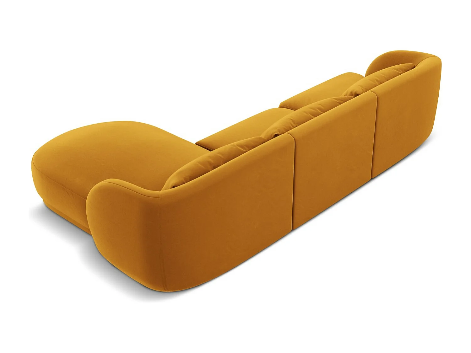 Cosmopolitan Design - Canapé d'angle droit "Tulum" 4 places en velours jaune - 255x156x70cm