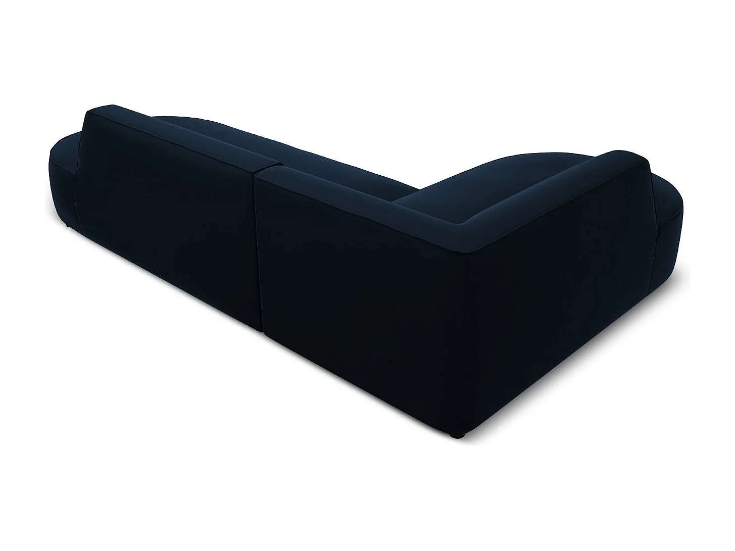 CXL by Christian Lacroix - Canapé d'angle gauche "Charles" 4 places en velours bleu foncé - 273x180x69cm