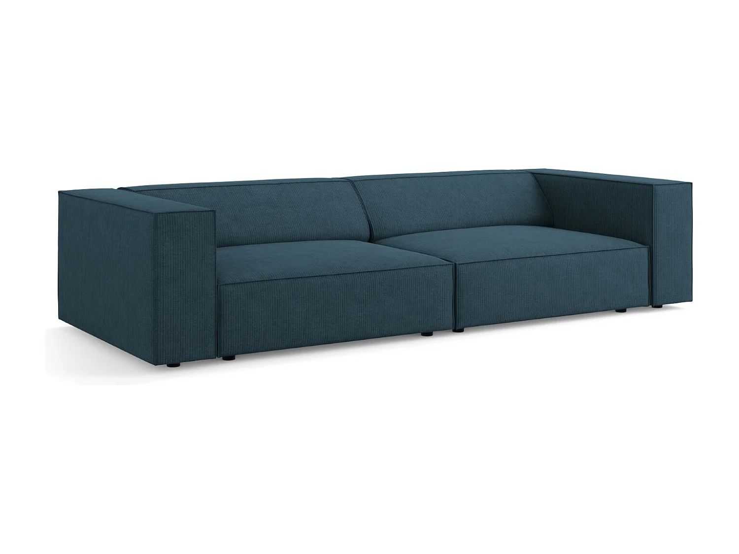 Cosmopolitan Design - Sofá "Arendal" 4 plazas de tejido chenilla con efecto acanalado azul marino - 244x102x70cm