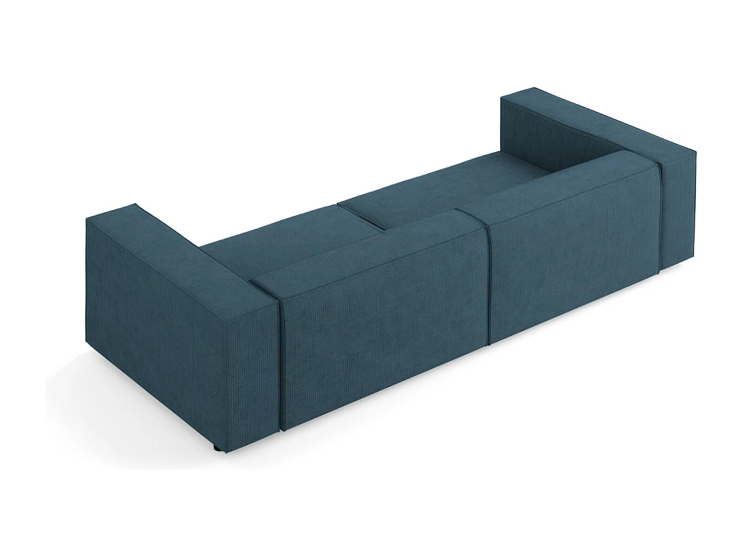 Cosmopolitan Design - Sofá "Arendal" 4 plazas de tejido chenilla con efecto acanalado azul marino - 244x102x70cm