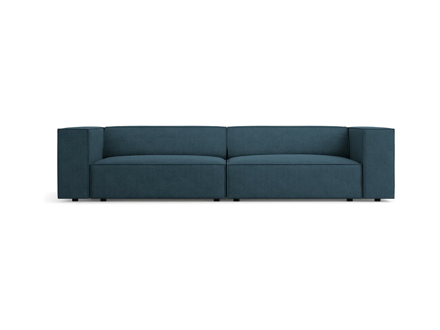 Cosmopolitan Design - Bank "Arendal" 4 zitplaatsen, Chenille met ribbeleffect, Marineblauw - 244x102x70cm