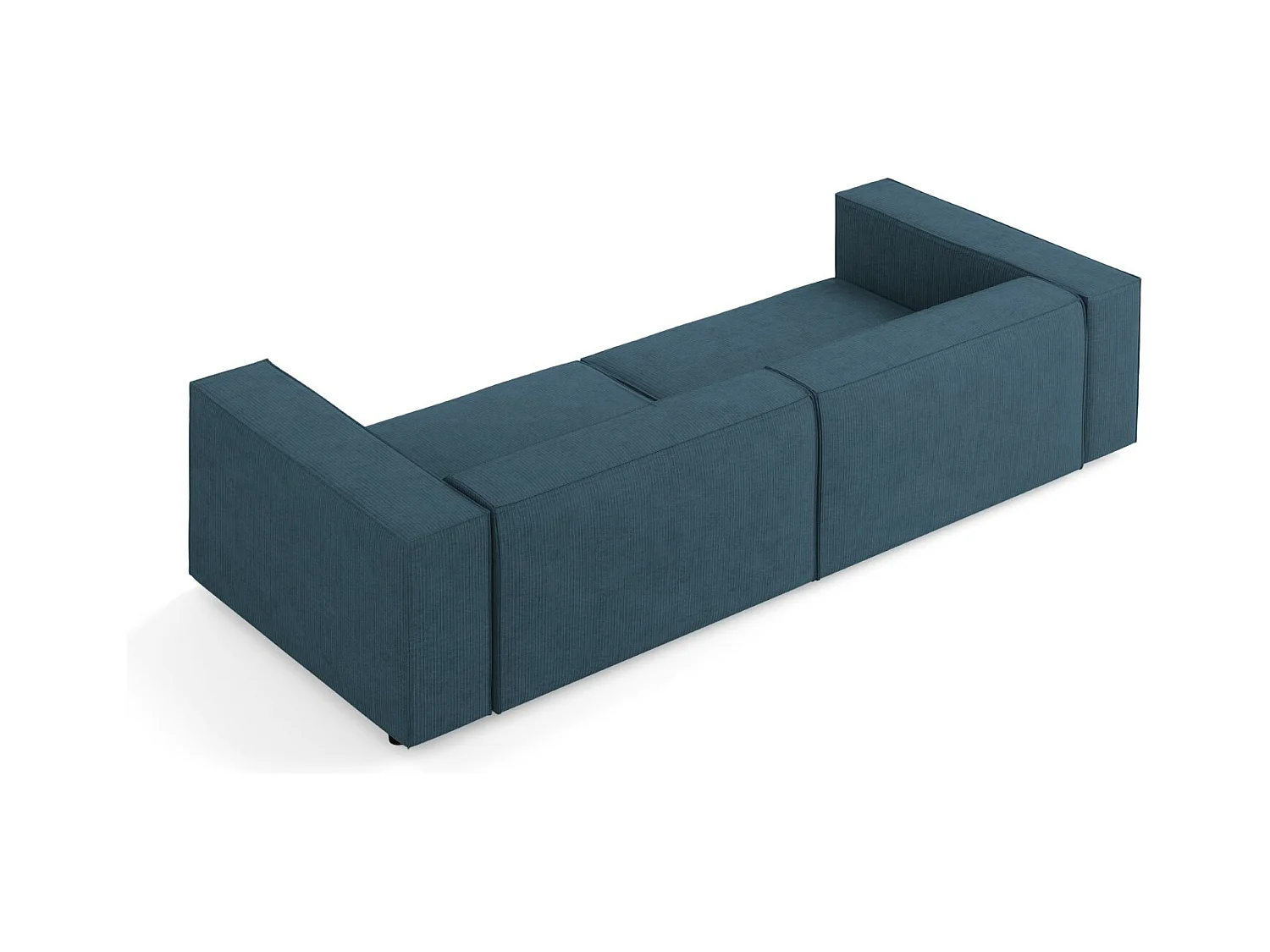 Cosmopolitan Design - Canapé "Arendal" 4 places en chenille avec un effet côtelé bleu marine - 244x102x70cm