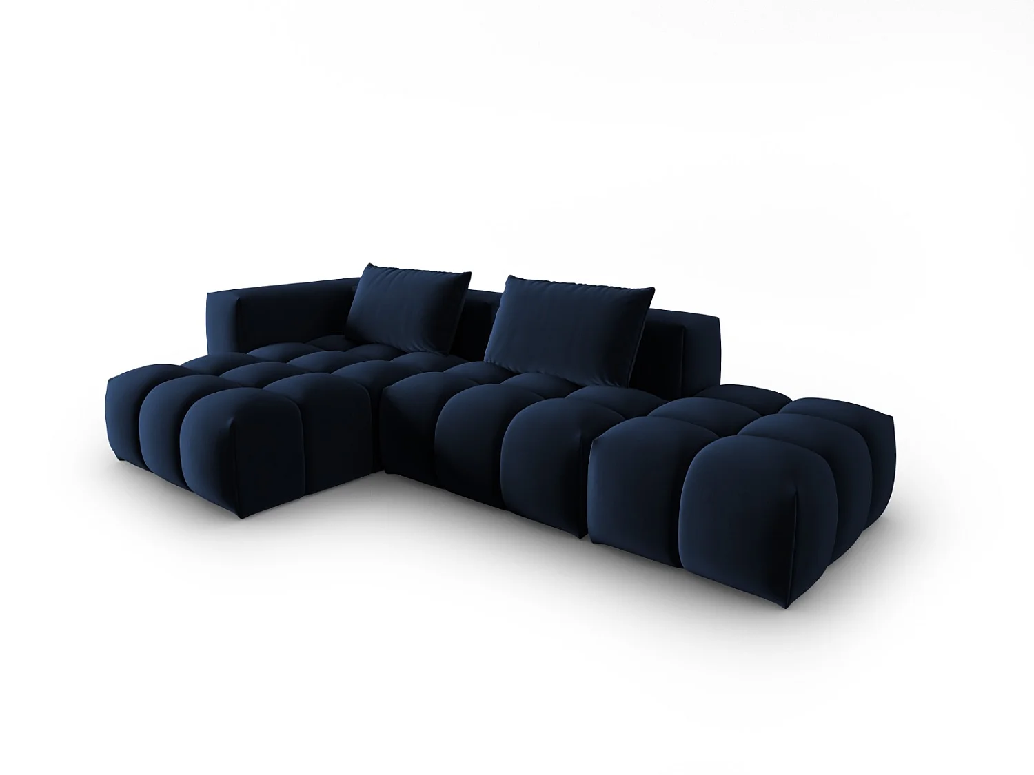 CXL by Christian Lacroix - Canapé d'angle gauche modulable "Lorella" 4 places en velours bleu roi - 265x145x70cm