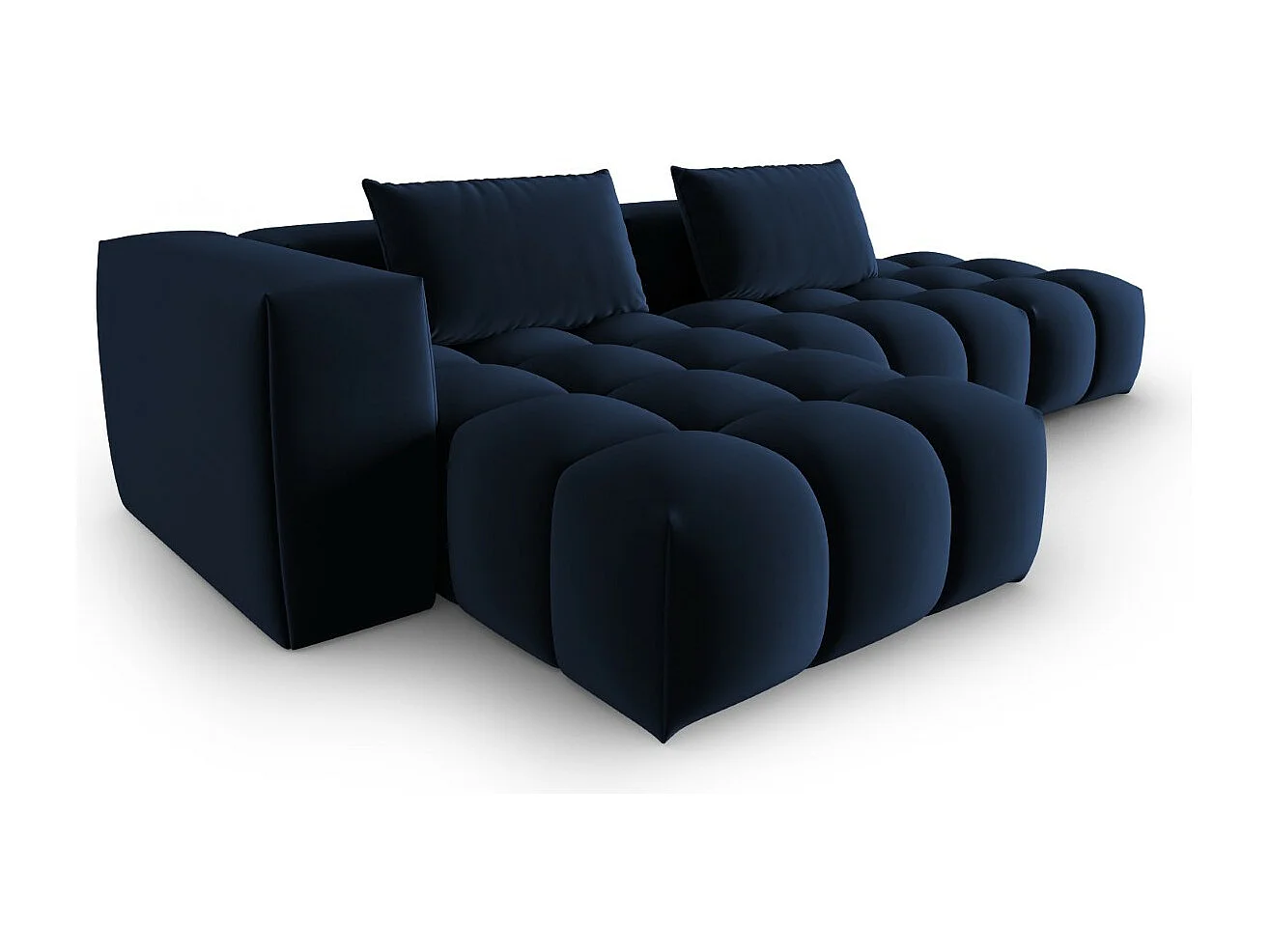 CXL by Christian Lacroix - Canapé d'angle gauche modulable "Lorella" 4 places en velours bleu roi - 265x145x70cm