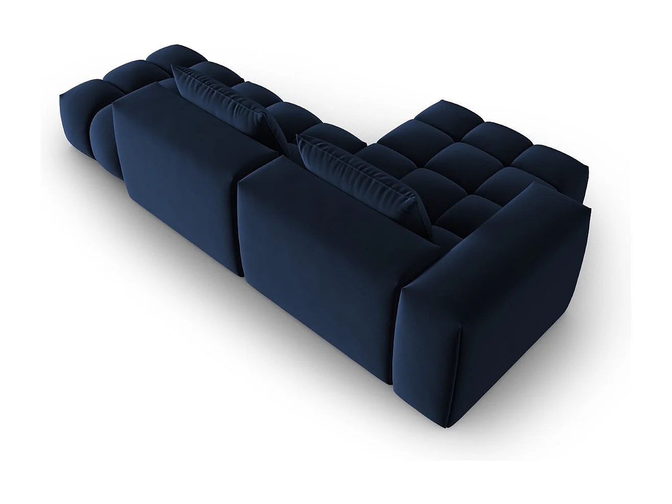 CXL by Christian Lacroix - Canapé d'angle gauche modulable "Lorella" 4 places en velours bleu roi - 265x145x70cm