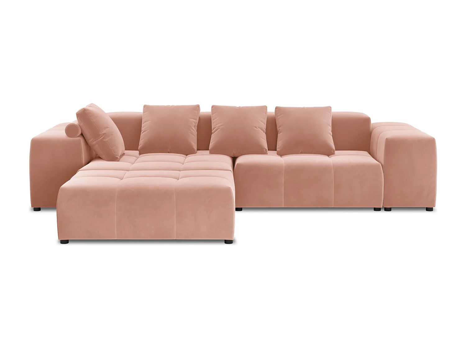 Cosmopolitan Design - Divano angolare modulare reversibile "Rome" 5 posti in velluto rosa - 320x240x75cm