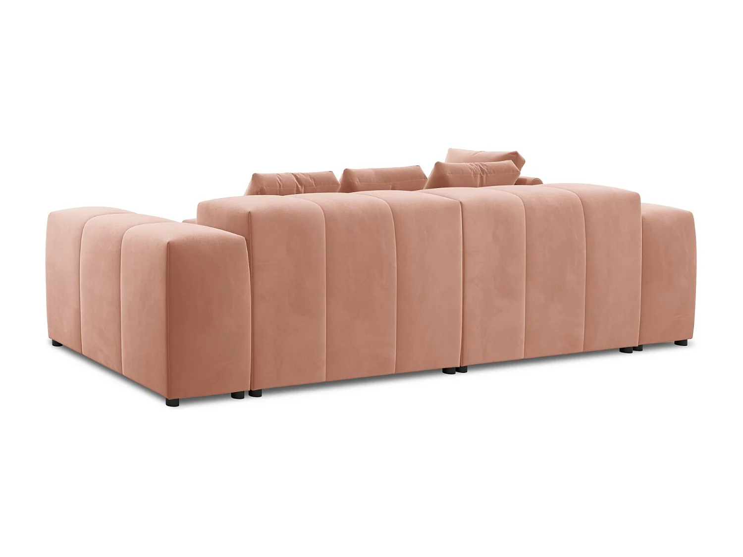 Cosmopolitan Design - Sofá de canto modular simétrico "Rome" 5 lugares em veludo rosa - 320x240x75cm