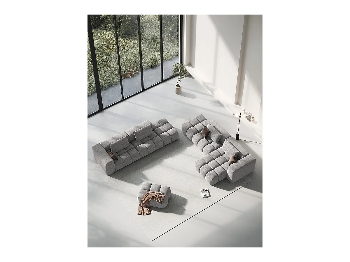 CXL by Christian Lacroix - Canapé d'angle droit modulable "Lorella" 4 places en tissu structurel beige foncé - 265x145x70cm