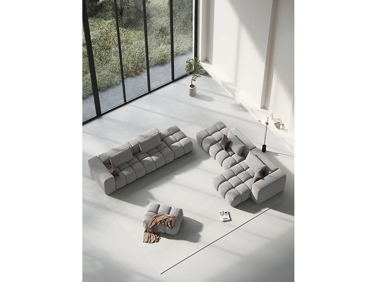 CXL by Christian Lacroix - Canapé d'angle droit modulable "Lorella" 4 places en tissu structurel beige foncé - 265x145x70cm