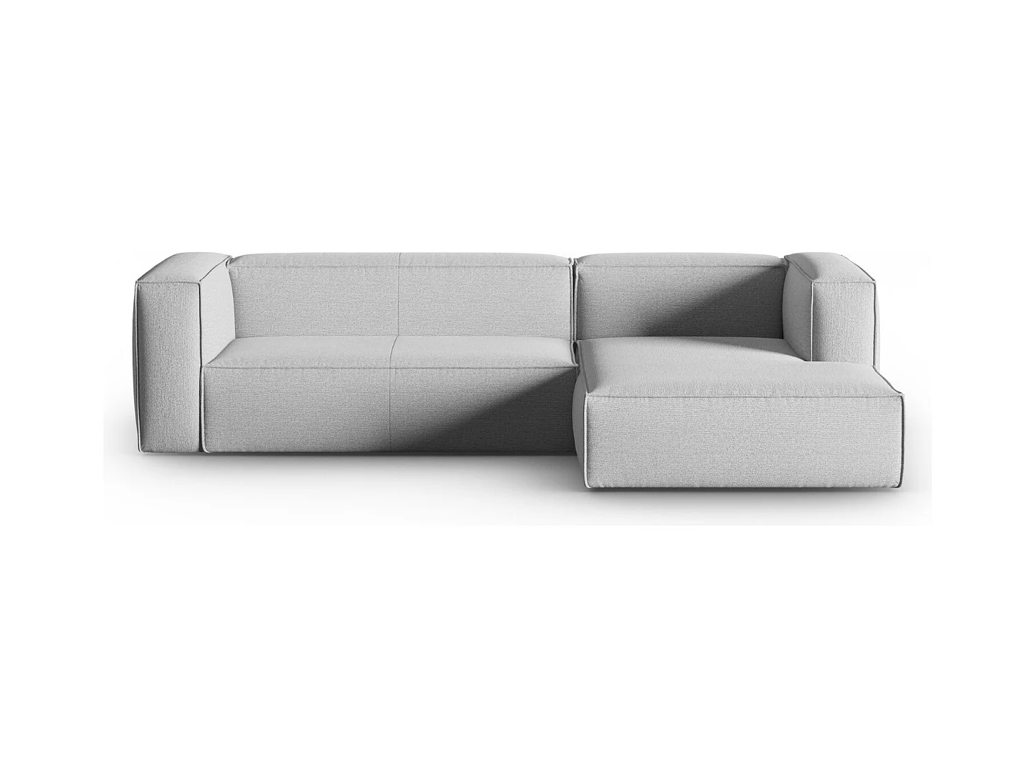 Cosmopolitan Design - Canapé d'angle droit "Mackay" 4 places en velours structuré gris - 282x166x73cm
