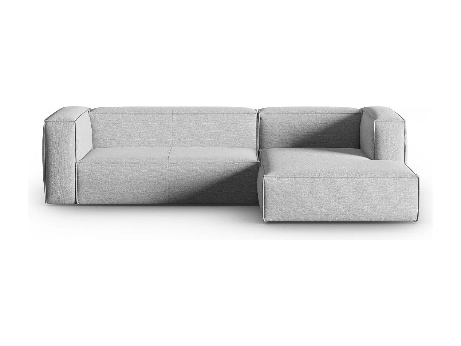 Cosmopolitan Design - Sofá de canto direito "Mackay" 4 lugares em veludo estruturado cinza - 282x166x73cm