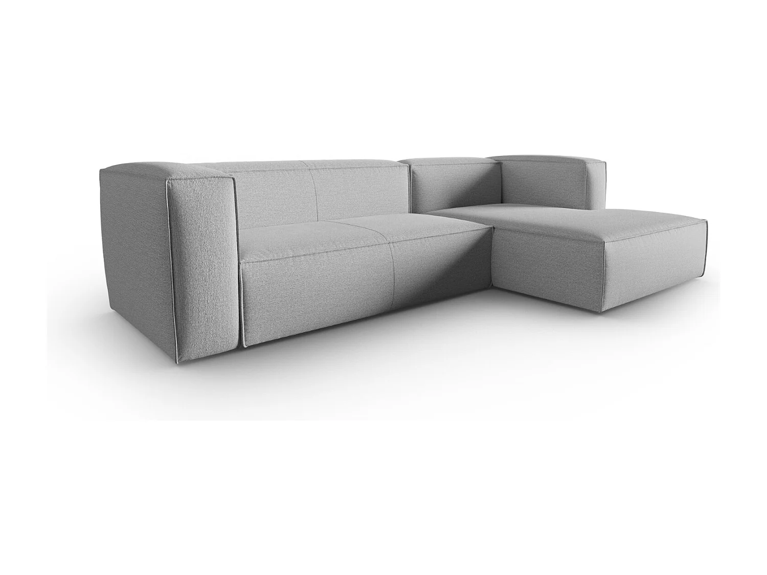 Cosmopolitan Design - Sofá de canto direito "Mackay" 4 lugares em veludo estruturado cinza - 282x166x73cm