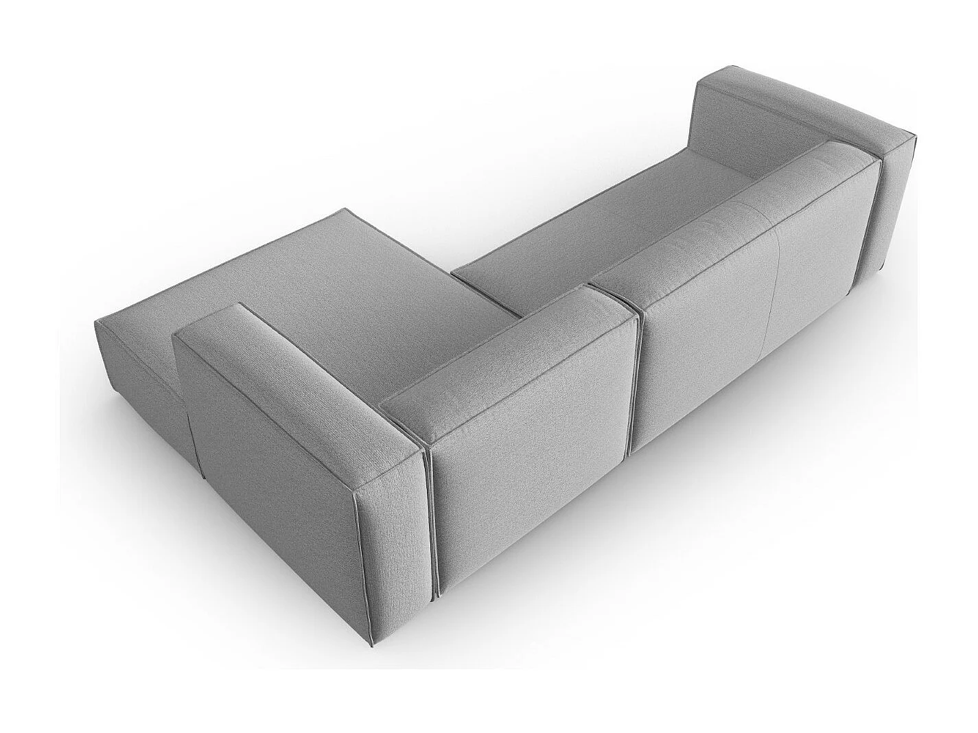 Cosmopolitan Design - Sofá de canto direito "Mackay" 4 lugares em veludo estruturado cinza - 282x166x73cm