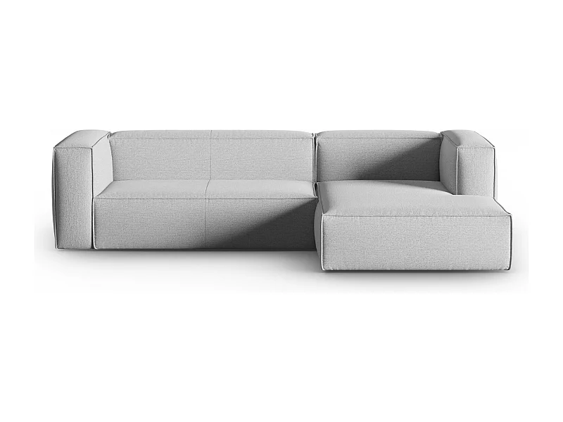 Cosmopolitan Design - Divano angolare destro "Mackay" 4 posti in velluto strutturato grigio - 282x166x73cm