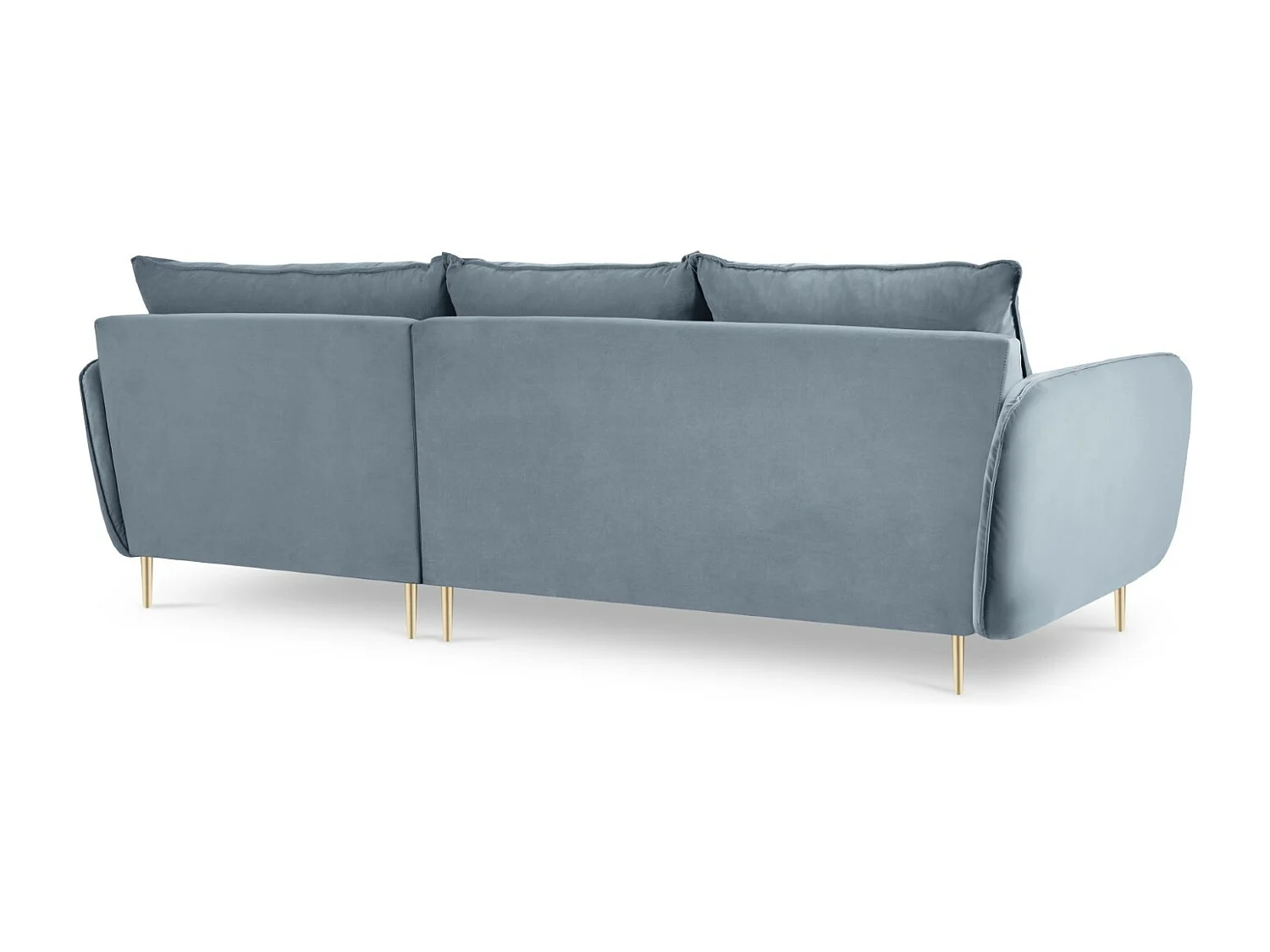 Cosmopolitan Design - Canapé d'angle droit "Vienna" 5 places en velours bleu - 255x170x95cm