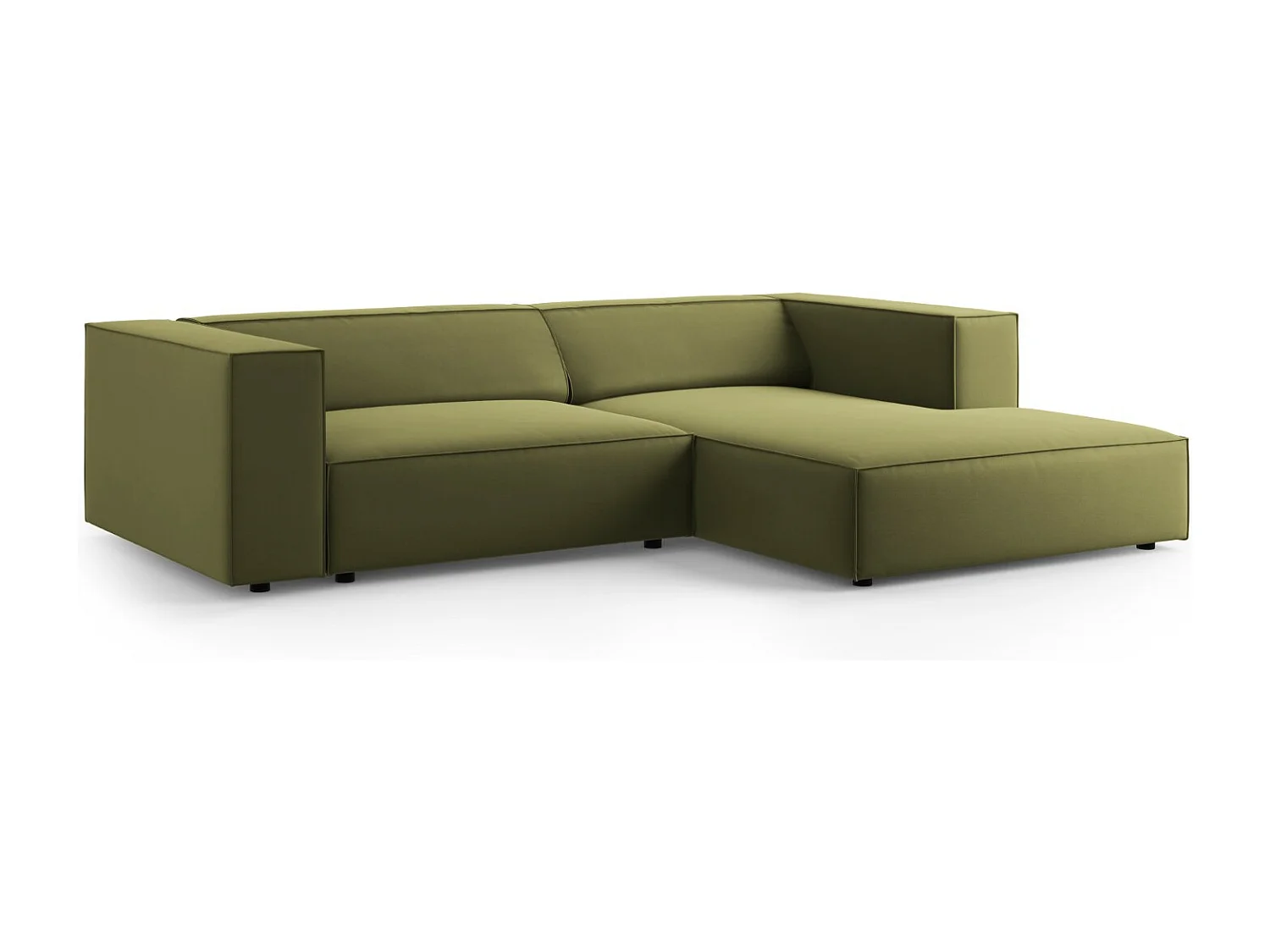 Cosmopolitan Design - 3-Sitzer Ecksofa rechts "Arendal" aus Samt hellgrün - 224x166x70cm