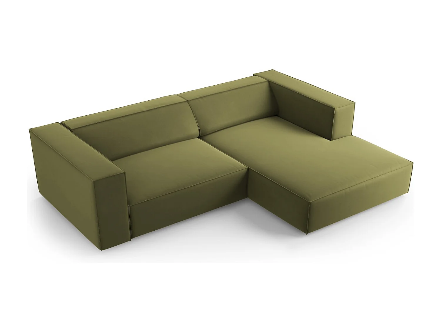 Cosmopolitan Design - 3-Sitzer Ecksofa rechts "Arendal" aus Samt hellgrün - 224x166x70cm