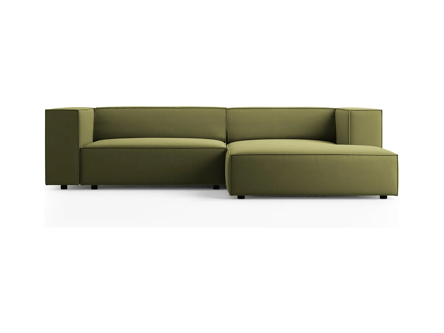 Cosmopolitan Design - Rechter hoekbank "Arendal" 3 zitplaatsen, Flueel, Lichtgroen - 224x166x70cm
