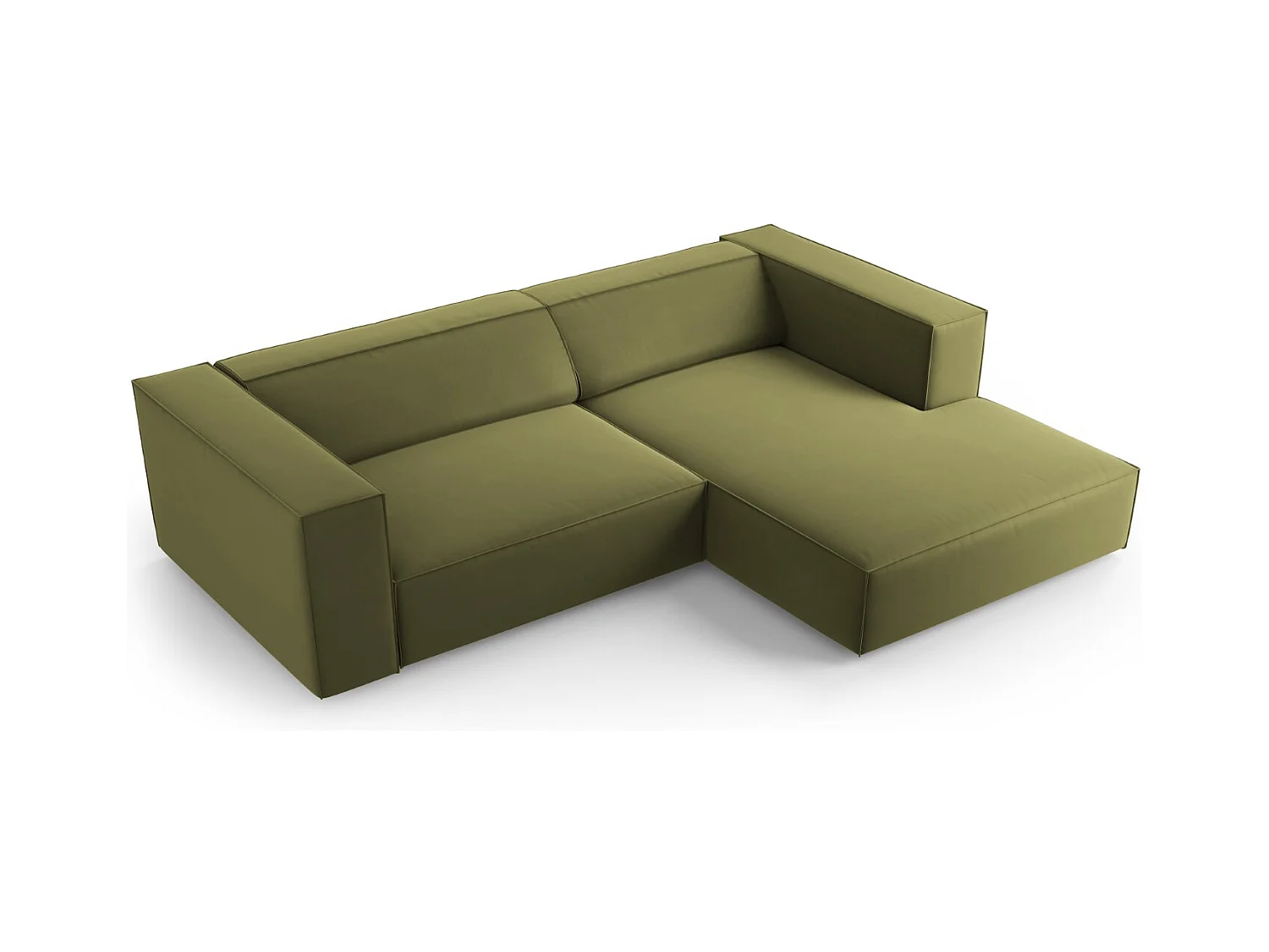 Cosmopolitan Design - Canapé d'angle droit "Arendal" 3 places en velours vert clair - 224x166x70cm