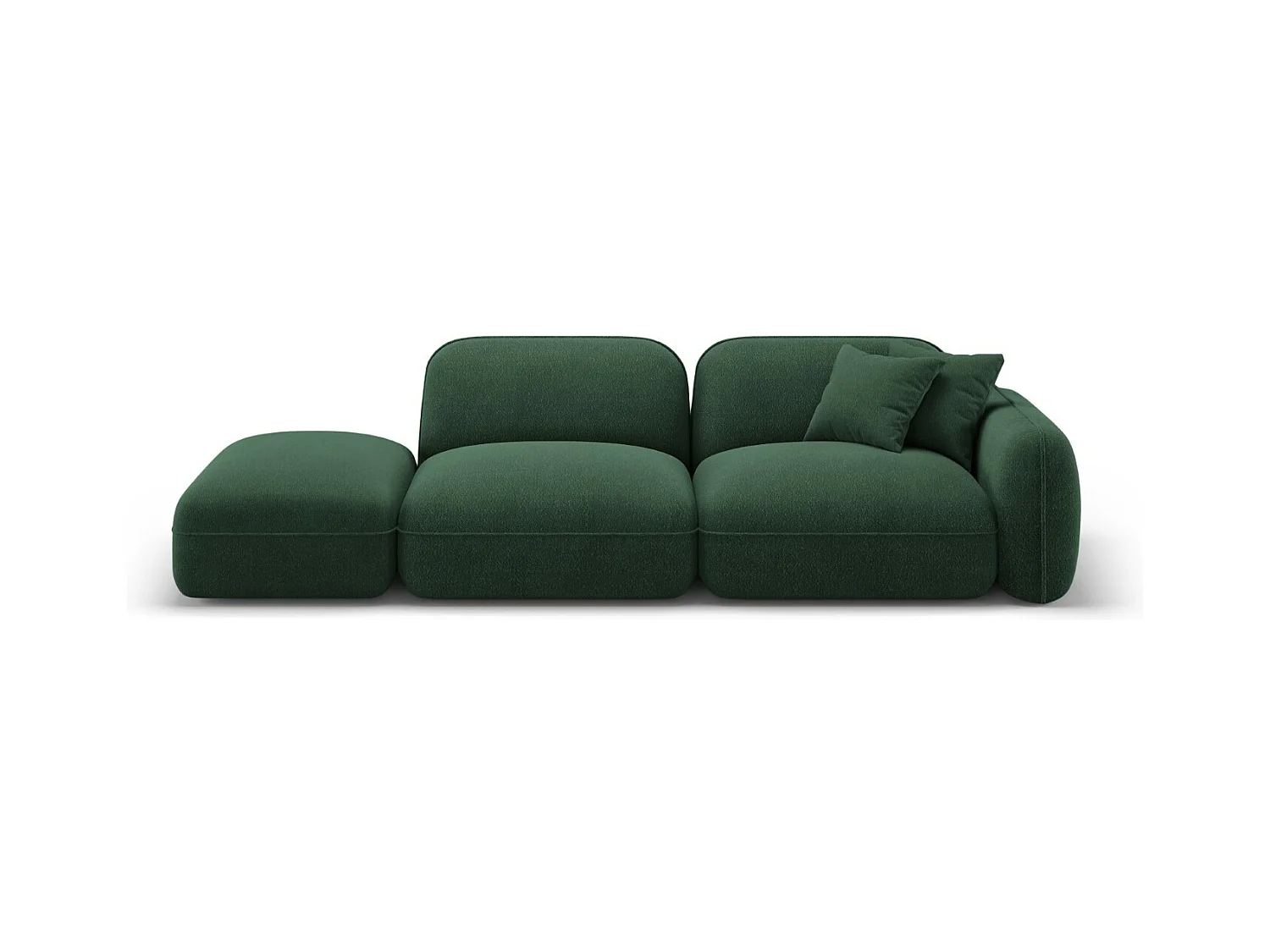 CXL by Christian Lacroix - Linker modulaire bank "Lucien" 3 zitplaatsen, Flueel, Groente - 295x90x70cm