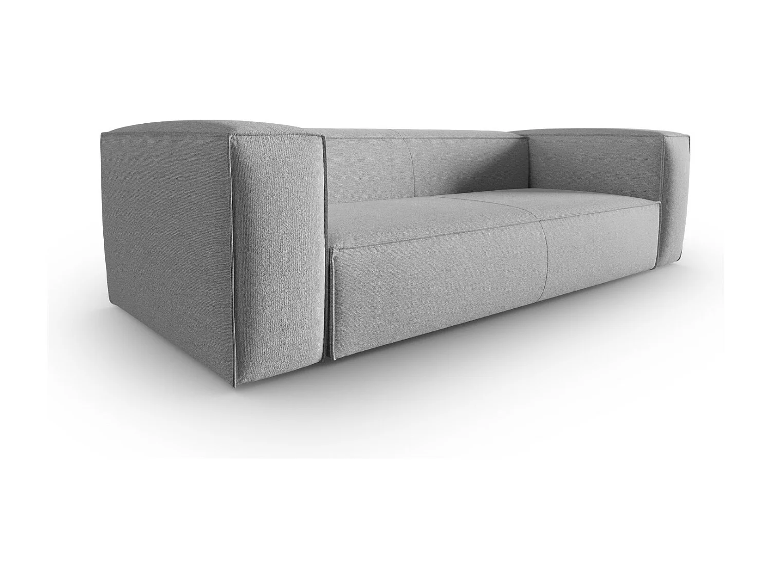Cosmopolitan Design - Bank "Mackay" 4 zitplaatsen, Gestructureerd fluweel, Grijs - 230x94x73cm