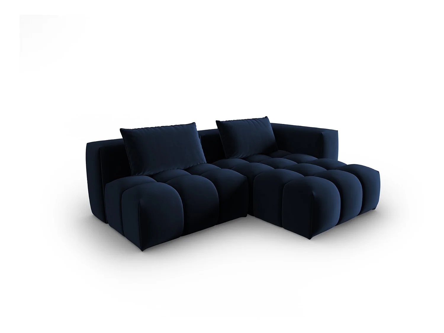 CXL by Christian Lacroix - Canapé d'angle droit modulable "Lorella" 3 places en velours bleu roi - 205x145x70cm