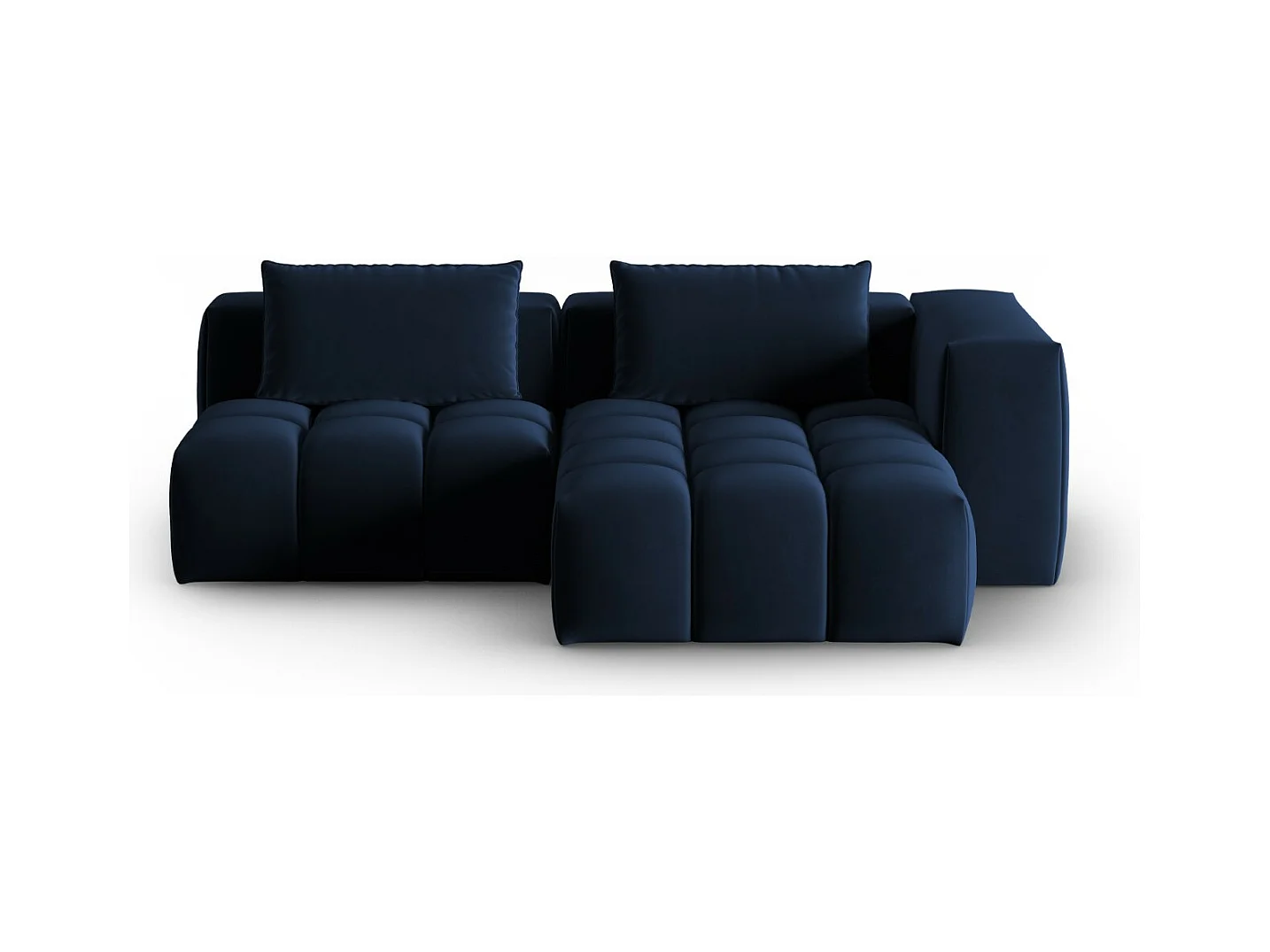 CXL by Christian Lacroix - Canapé d'angle droit modulable "Lorella" 3 places en velours bleu roi - 205x145x70cm