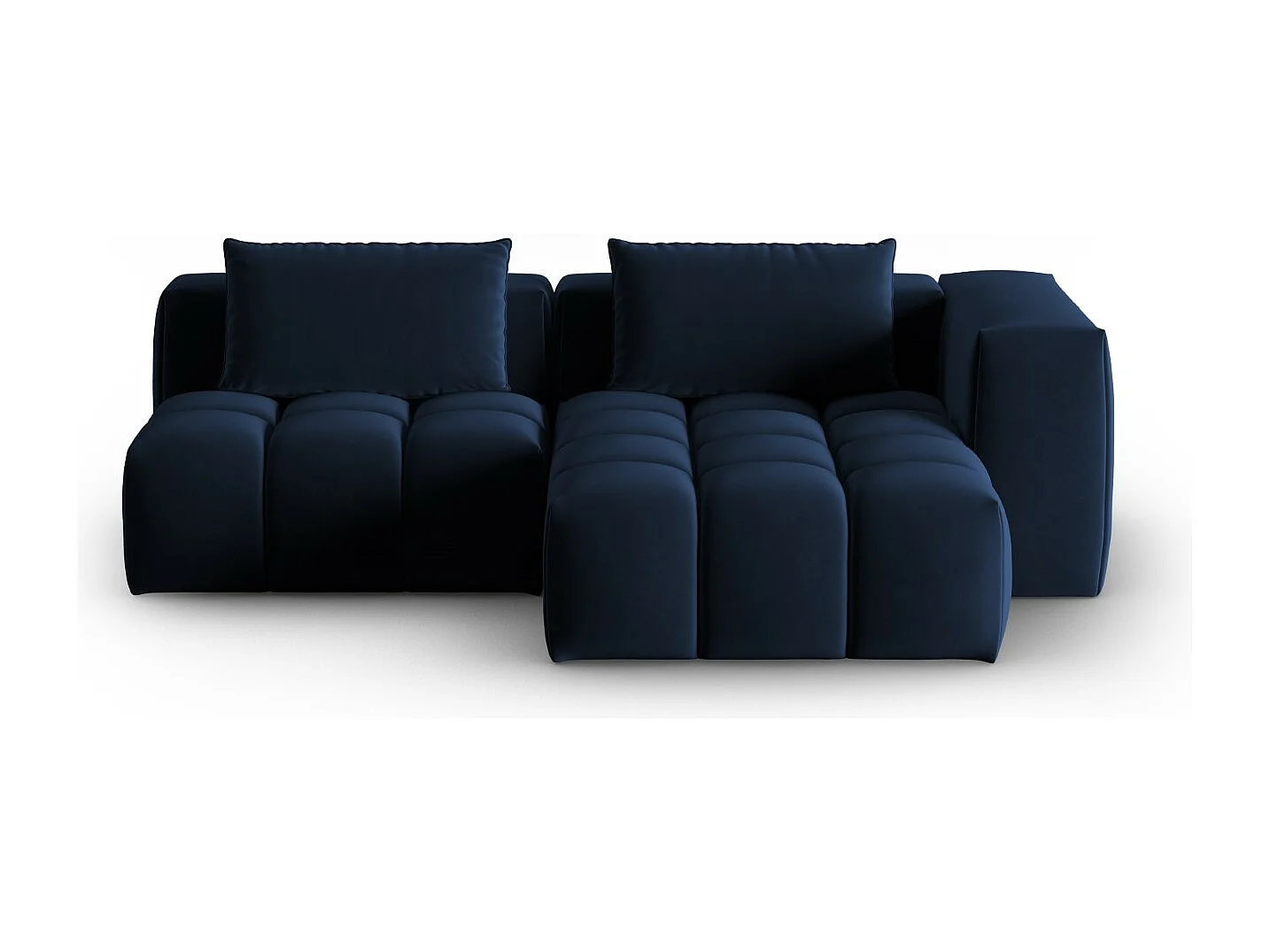 CXL by Christian Lacroix - Sofá modular de canto direito "Lorella" 3 lugares em veludo azul real - 205x145x70cm