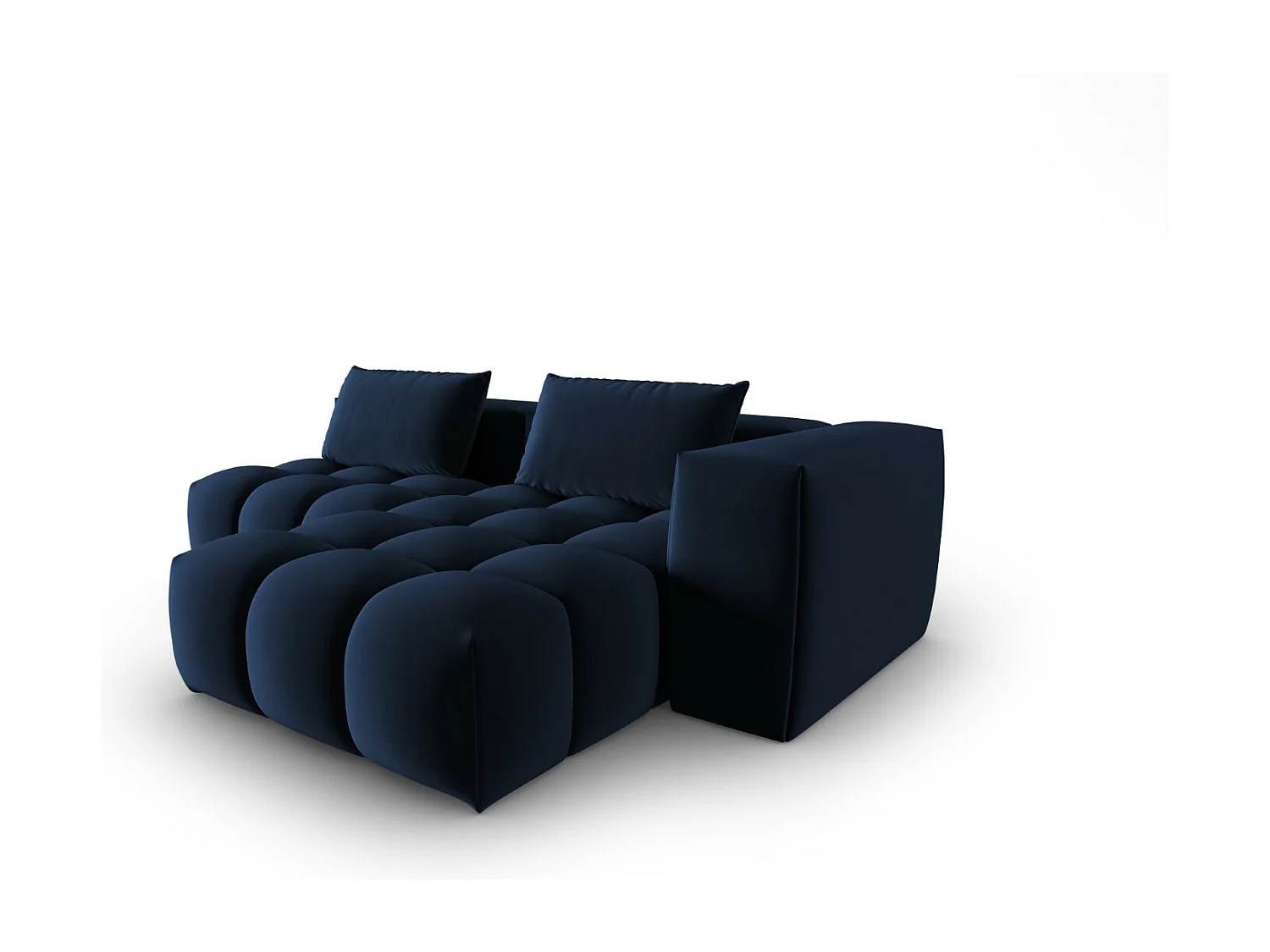 CXL by Christian Lacroix - Sofá modular de canto direito "Lorella" 3 lugares em veludo azul real - 205x145x70cm