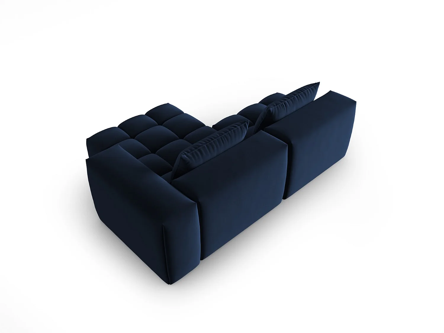 CXL by Christian Lacroix - Sofá modular de canto direito "Lorella" 3 lugares em veludo azul real - 205x145x70cm