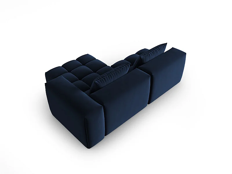 CXL by Christian Lacroix - Canapé d'angle droit modulable "Lorella" 3 places en velours bleu roi - 205x145x70cm