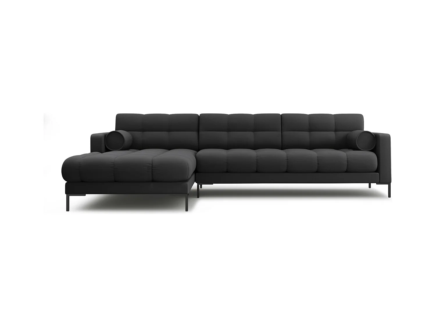Cosmopolitan Design - Linker hoekbank "Bali" 5 zitplaatsen, Structurele stof, Donkergrijs - 293x185x75cm