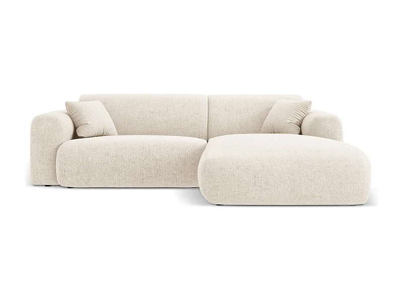 Cosmopolitan Design - Divano angolare destro "Nolio" 4 posti in ciniglia beige chiaro - 235x170x72cm