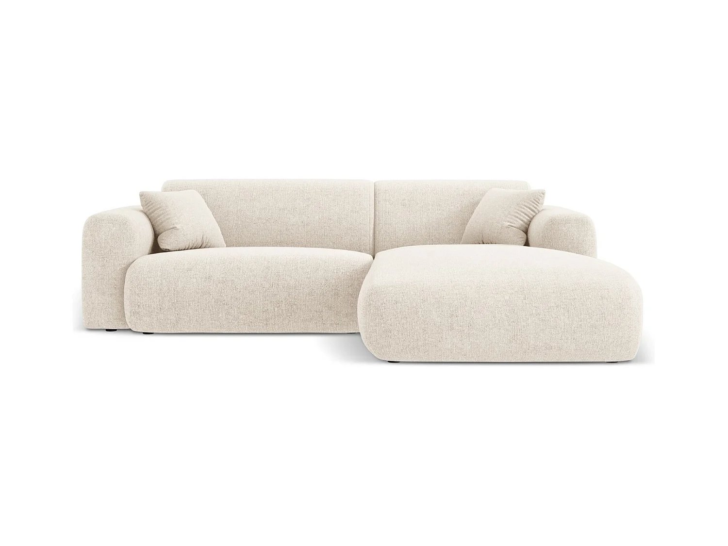 Cosmopolitan Design - Rechter hoekbank "Nolio" 4 zitplaatsen, Chenille, Lichtbeige - 235x170x72cm