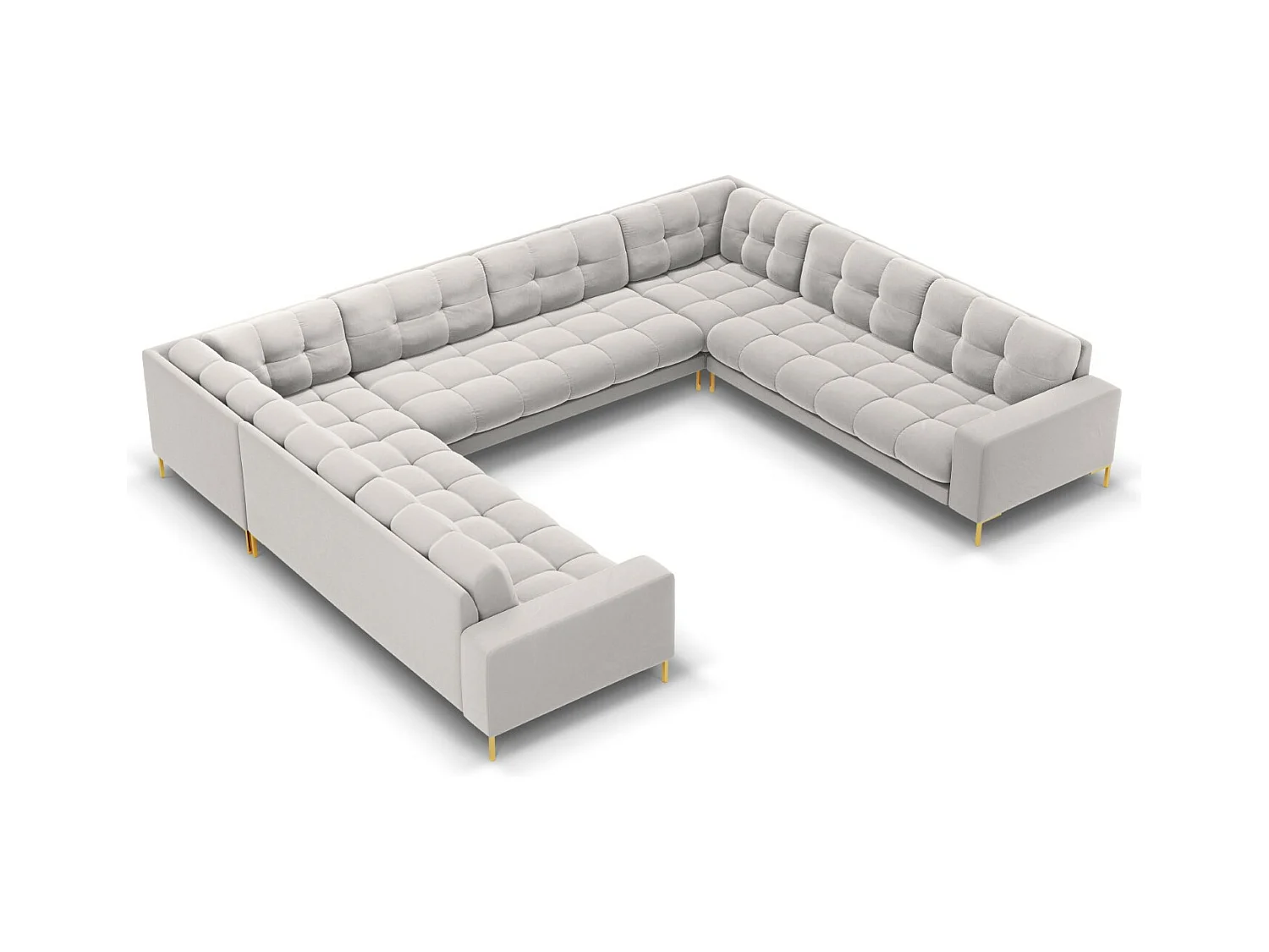 Cosmopolitan Design - Panoramische bank "Bali" 9 zitplaatsen, Flueel, Geld - 327x256x75cm