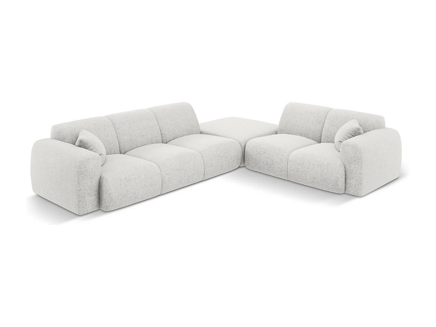 Cosmopolitan Design - Divano angolare destro "Nolio" 4 posti in ciniglia grigio chiaro - 315x250x72cm