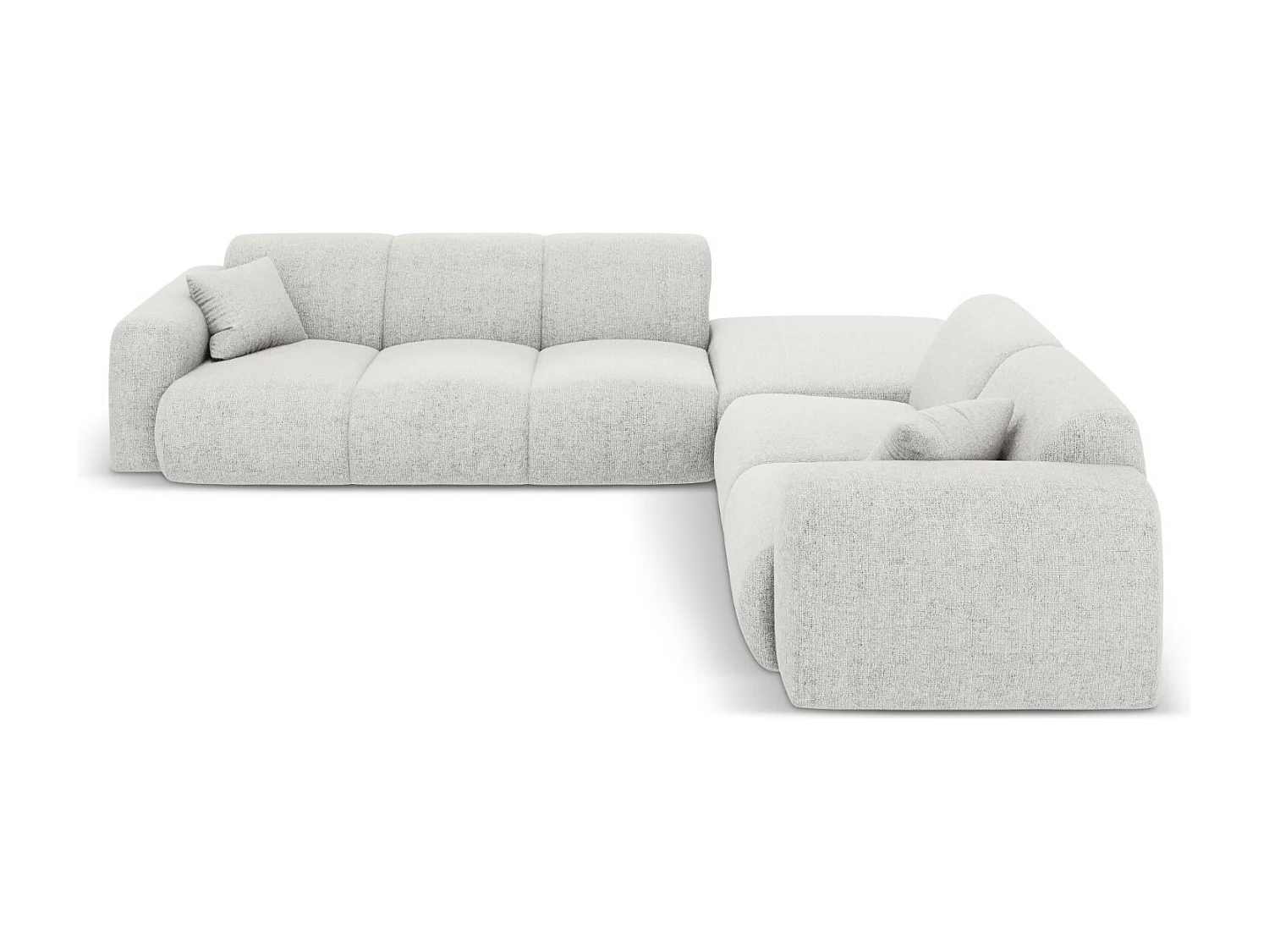 Cosmopolitan Design - Divano angolare destro "Nolio" 4 posti in ciniglia grigio chiaro - 315x250x72cm