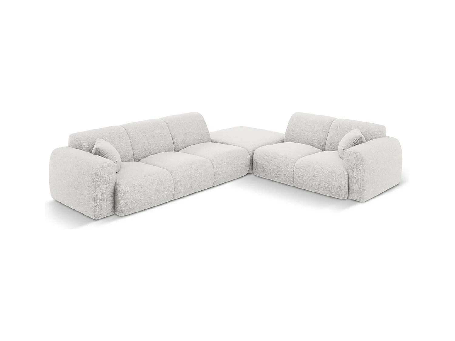 Cosmopolitan Design - Canapé d'angle droit "Nolio" 4 places en chenille gris clair - 315x250x72cm