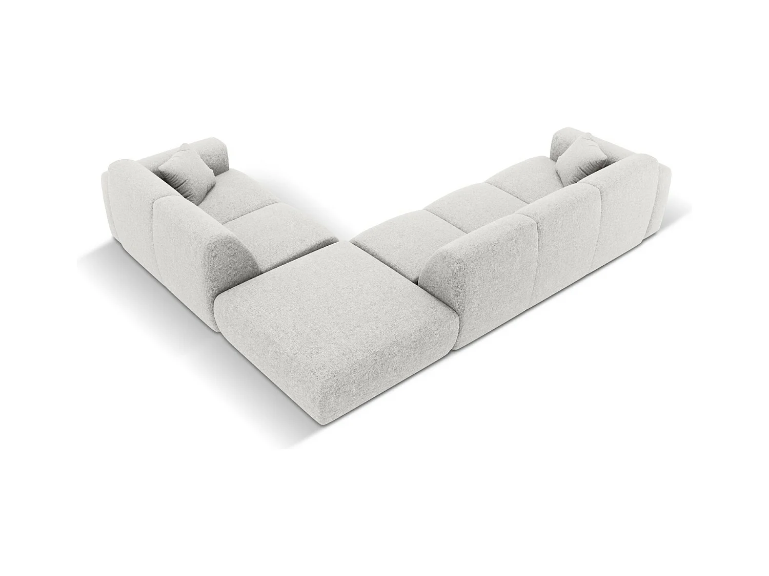 Cosmopolitan Design - Canapé d'angle droit "Nolio" 4 places en chenille gris clair - 315x250x72cm