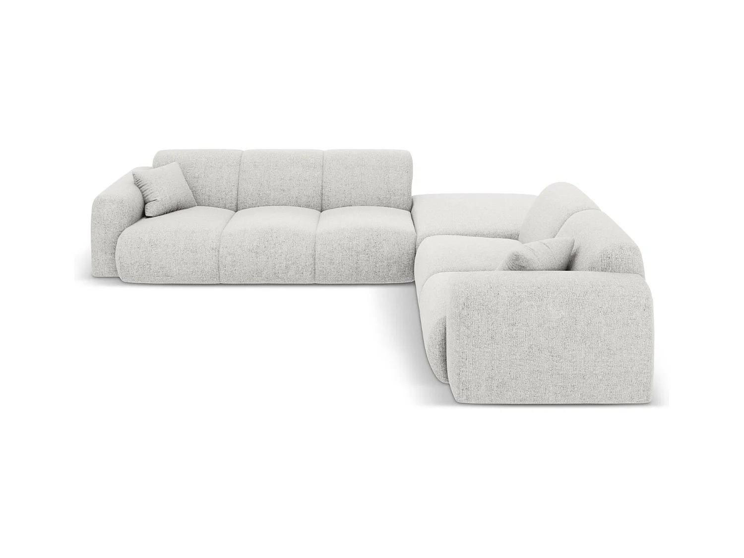 Cosmopolitan Design - Canapé d'angle droit "Nolio" 4 places en chenille gris clair - 315x250x72cm