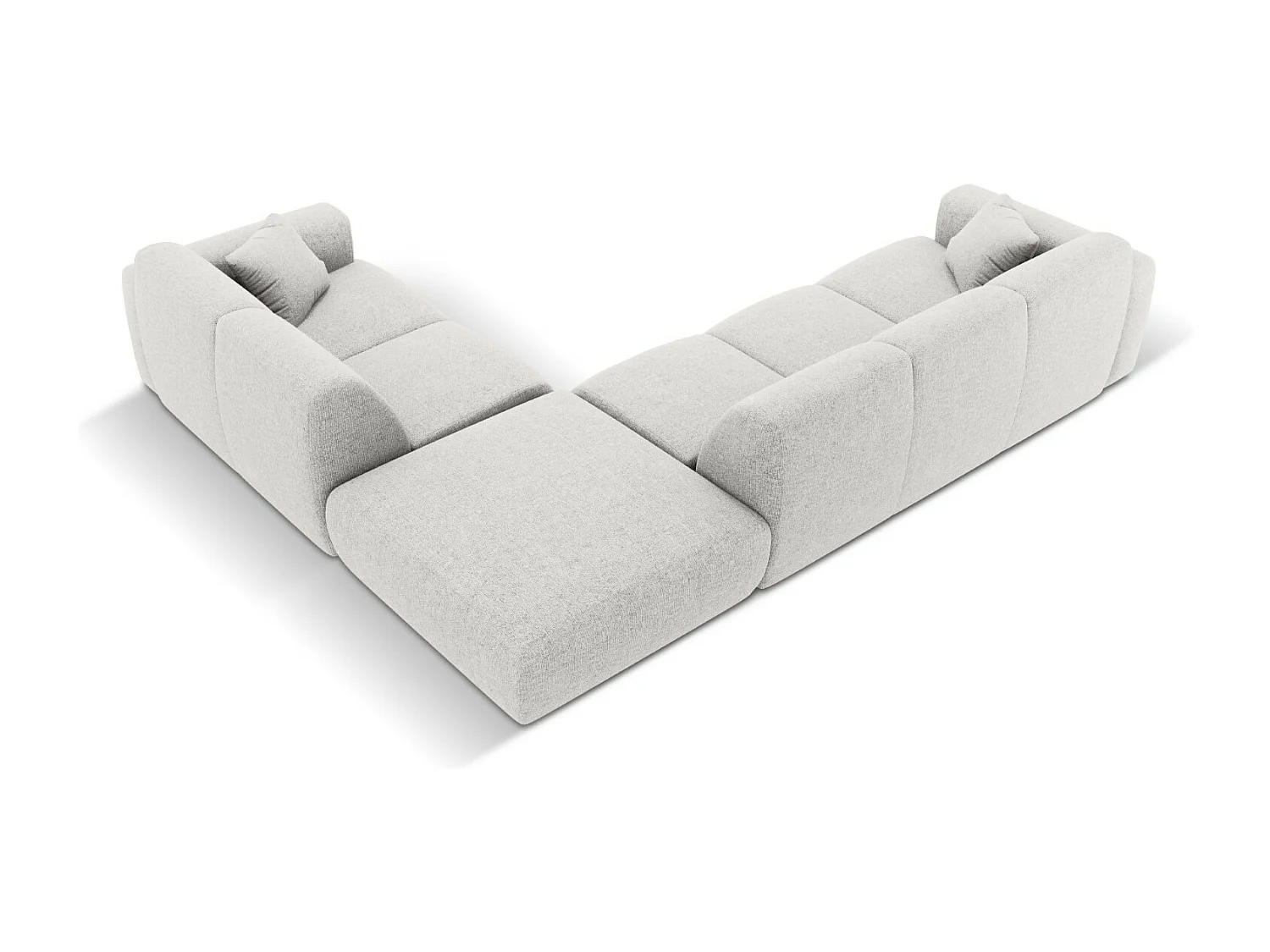 Cosmopolitan Design - Sofá de canto direito "Nolio" 4 lugares em tecido chenille cinza claro - 315x250x72cm