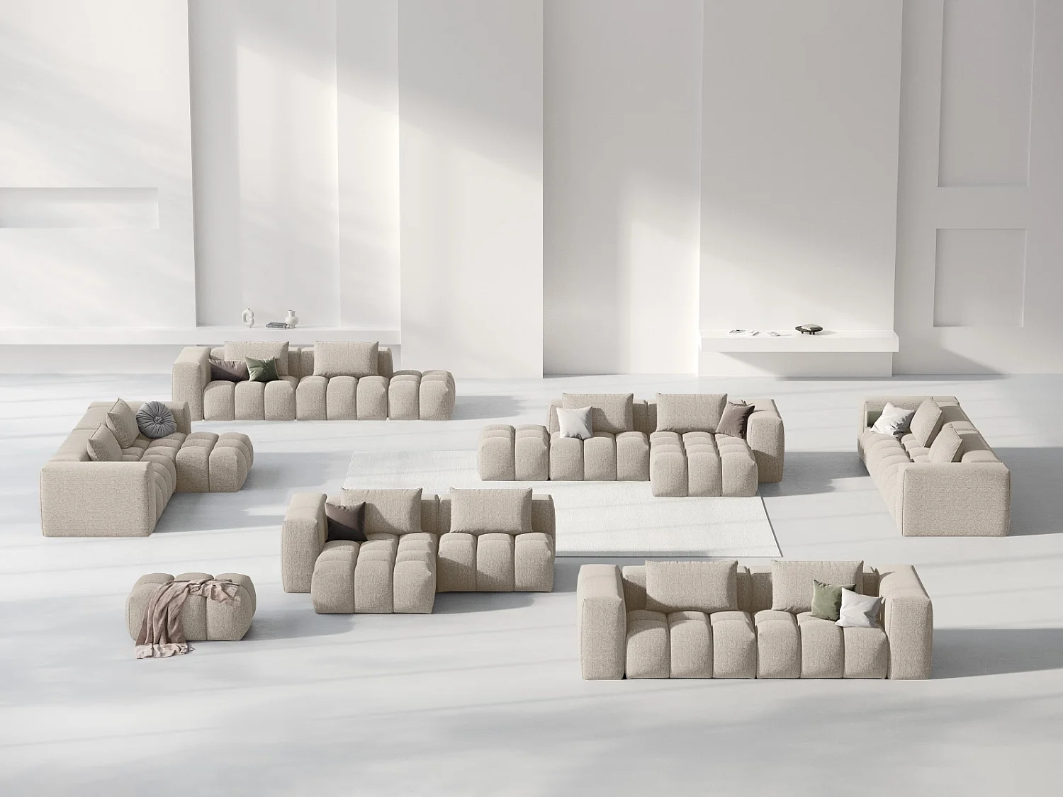 CXL by Christian Lacroix - 3-Sitzer modulares Ecksofa links "Lorella" Sitzer aus strukturiertem Stoff sand - 205x145x70cm