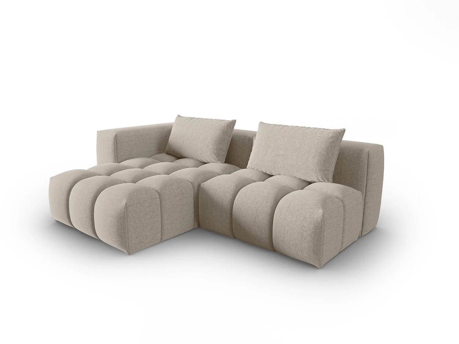 CXL by Christian Lacroix - 3-Sitzer modulares Ecksofa links "Lorella" Sitzer aus strukturiertem Stoff sand - 205x145x70cm