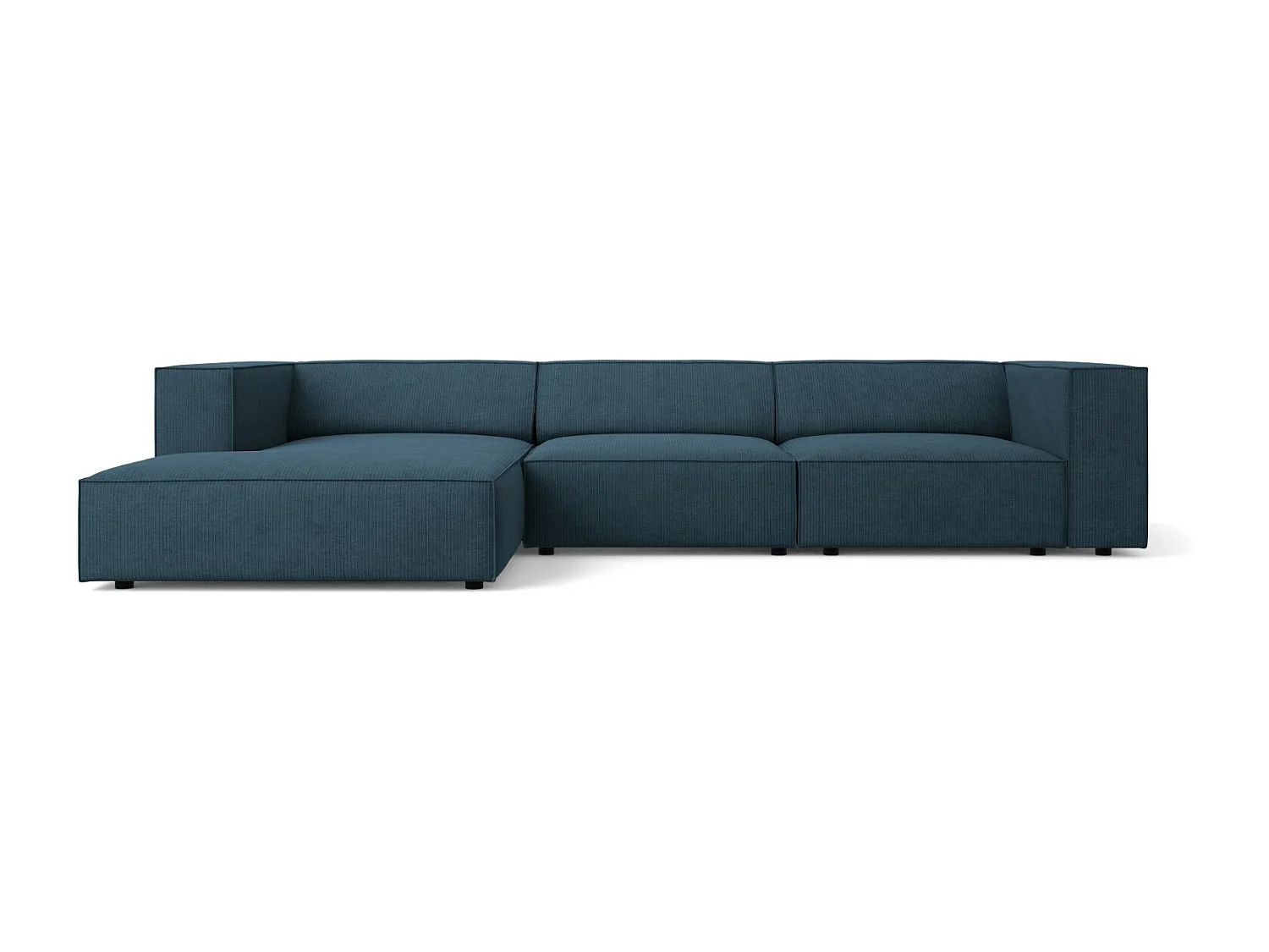 Cosmopolitan Design - Narożnik lewy, "Arendal" 4 miejsca szenil z efektem prążkowania, granatowy - 284x166x70cm