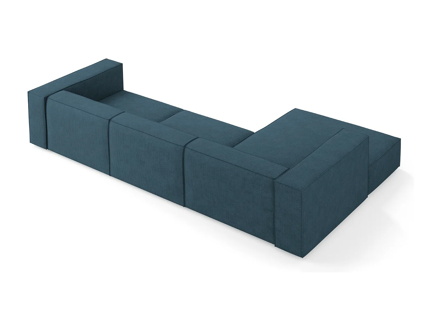 Cosmopolitan Design - Sofá esquinero izquierdo "Arendal" 4 plazas de tejido chenilla con efecto acanalado azul marino - 284x166x70cm