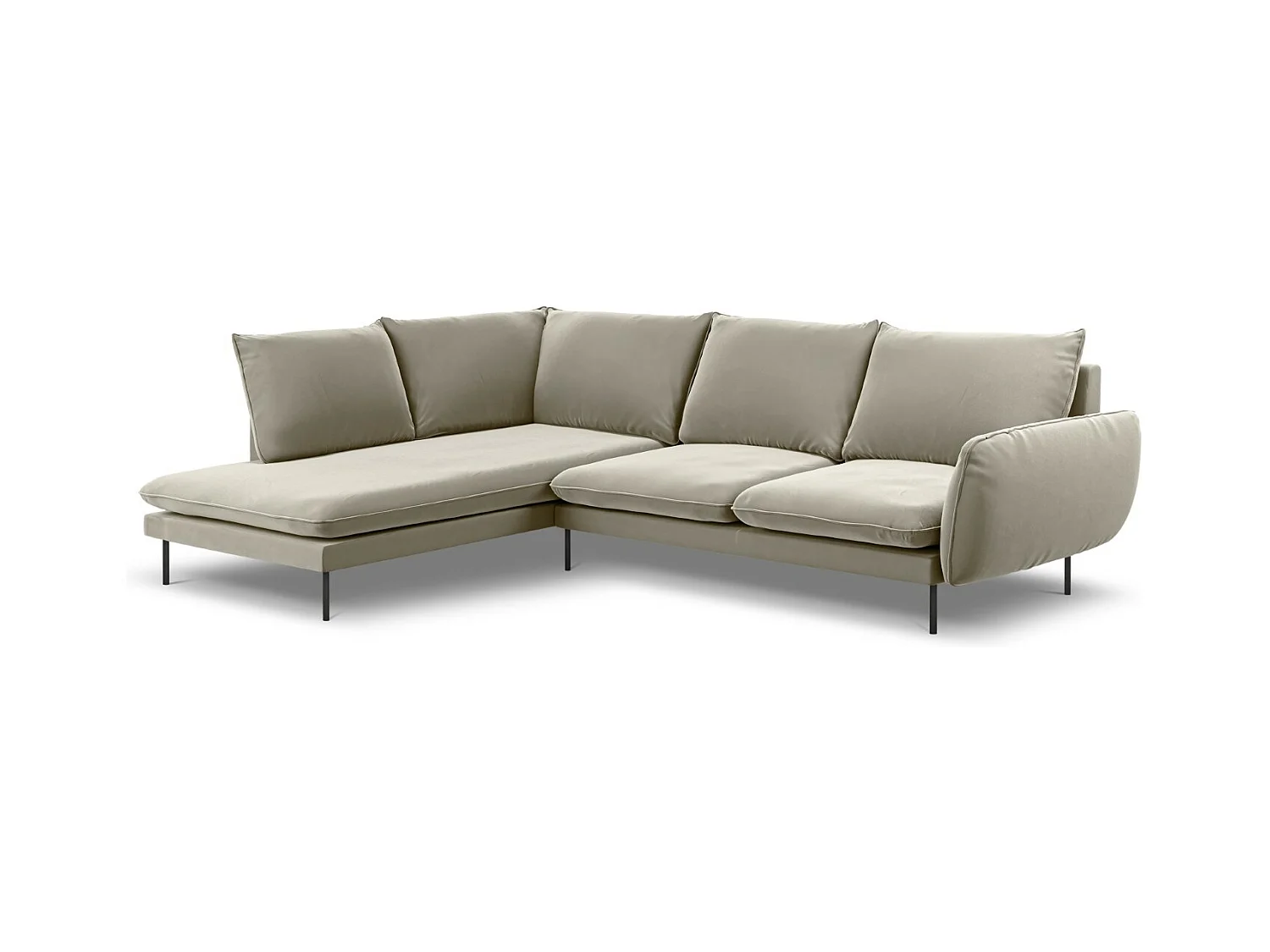 Cosmopolitan Design - Canapé d'angle gauche "Vienna" 6 places en velours beige - 275x185x95cm