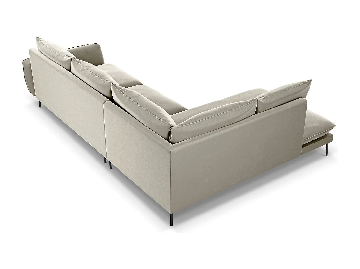 Cosmopolitan Design - Linker hoekbank "Vienna" 6 zitplaatsen, Flueel, Beige - 275x185x95cm