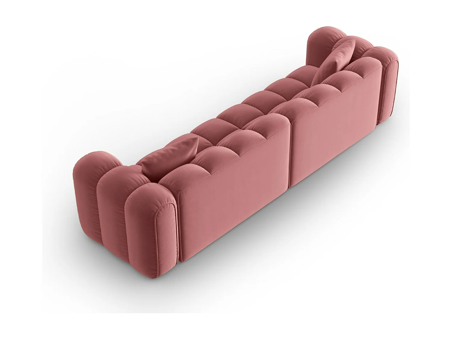 CXL by Christian Lacroix - Canapé modulable "Clotilde" 4 places en velours saumon - 298x94x70cm