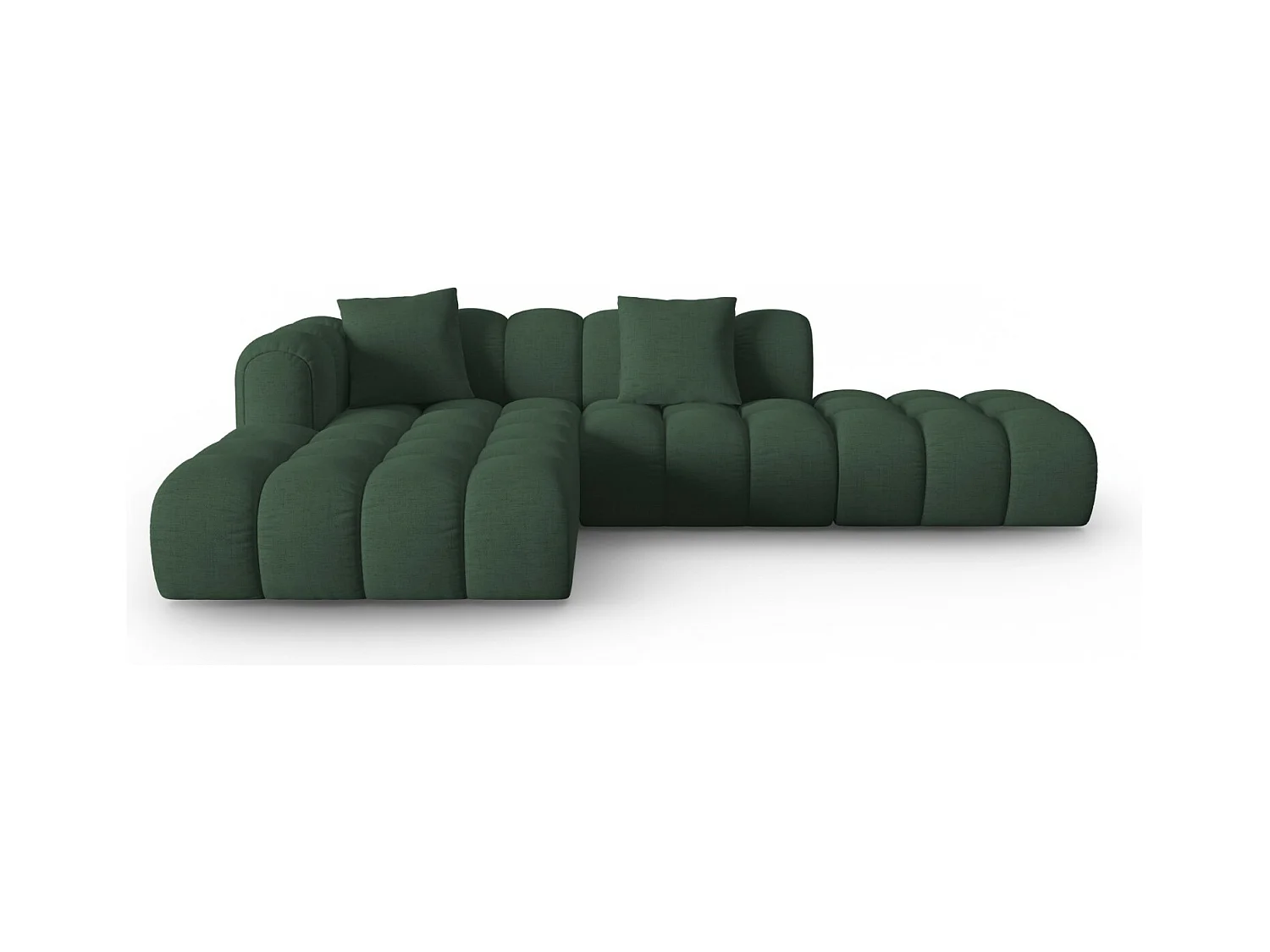 CXL by Christian Lacroix - Canapé d'angle gauche modulable "Clotilde" 4 places en tissu structurel vert de mer - 309x190x70cm